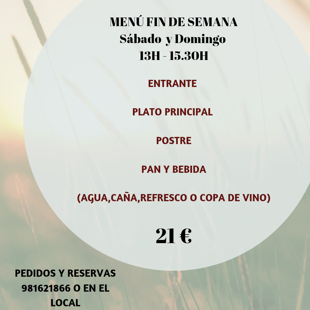 Menú fin de semana